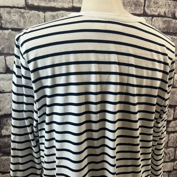 Chico's V-Neck 3/4 Sleeve Striped Blouse Size Large - Picture 8 of 11